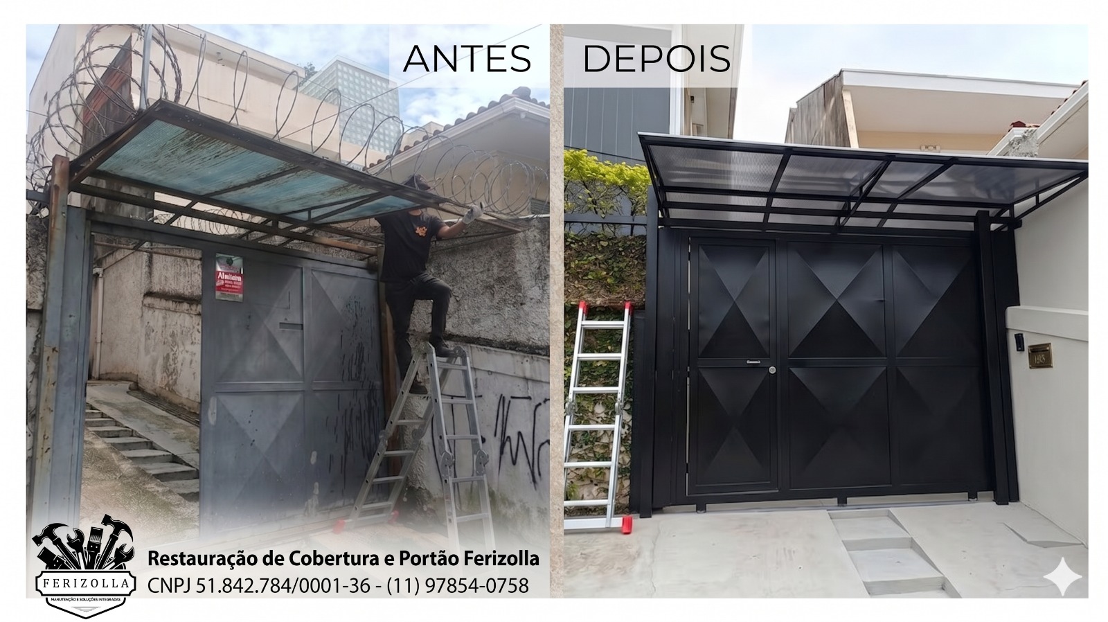 Projeto Ferizolla — restauração de portão e cobertura